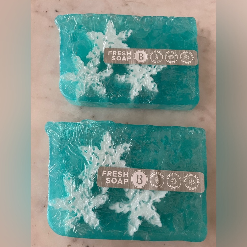 Basin Bath Soap - Two Winter Snowflake Bars Fully Sealed, Scented
